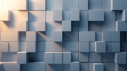 This 3D rendering features a futuristic, high tech, light background. Wall texture with a 3D cube tile pattern.