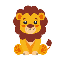 Cute lion cub. Flat vector illustration for children. Minimalist, illustration
