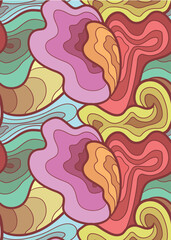 abstract psychedelic sea waves in bright color repeatable seamless pattern vector illustration