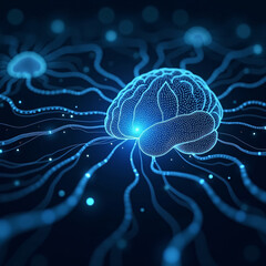 Obraz premium Digital background perfect for tech processes, neural networks, artificial intelligence, data transfer and encryption, digital archives, sound and graphic presentations, science, education, etc.