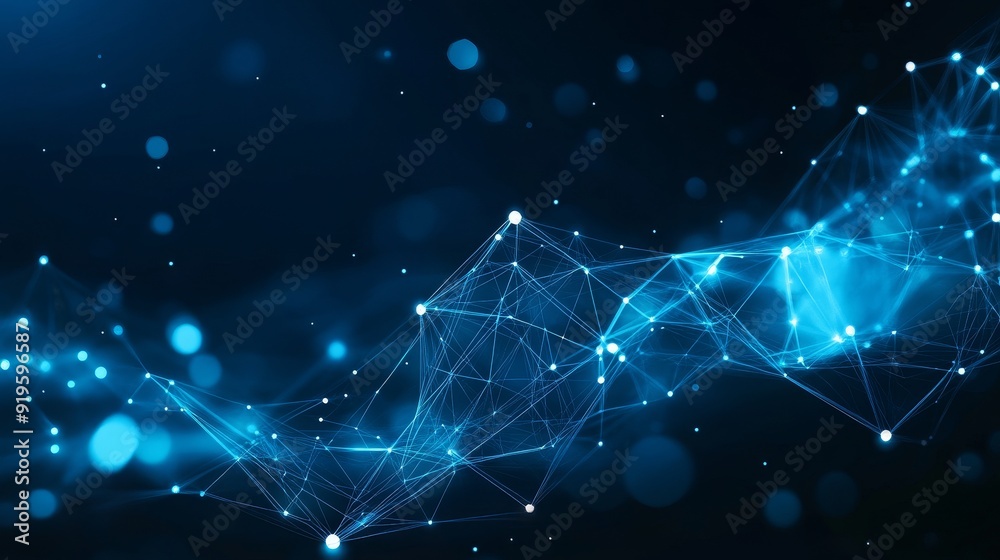 Poster concepts of cybersecurity technology and digital data protection. polygons, dots and lines with dark