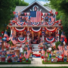 25 11 Independence Day Yard Decorations A festive display of red