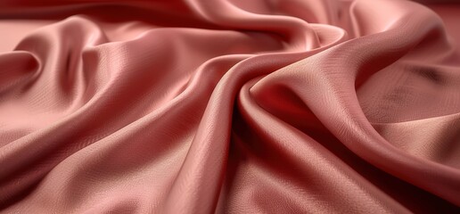 Fototapeta premium Closeup of soft, flowing pink silk fabric with subtle wrinkles. Perfect for elegant and luxurious designs.