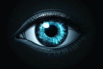 Fototapeta premium Using the 3D rendering, the scanner decodes the retinal data. Digital Retinal Recognition System. Technology concept.