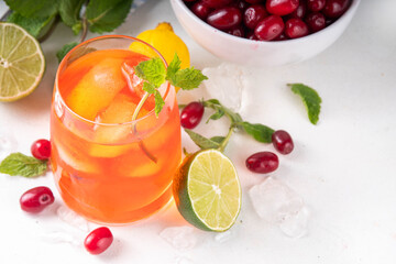 Cornelian cherry, dogwoods berry Caipirinha, lemonade or sangria drink