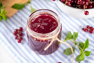 Organic red currant berry jam or marmalade