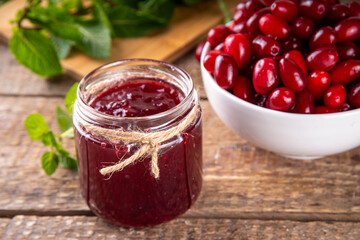 Cornelian cherry, dogwoods edible berry jam or marmalade