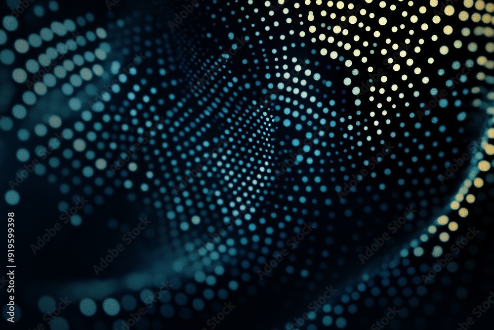 Poster designed in dark blue with a pipe and dot connection. using a light circle for the back, this backgr
