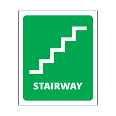 Cartel con icono de una escalera en color verde. Vector