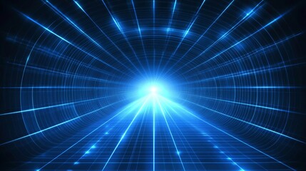 Fototapeta premium Blue abstract technology background. Blue tunnel perspective. Stock.