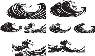 Water wave   Artistic Silhouette Elements in Black