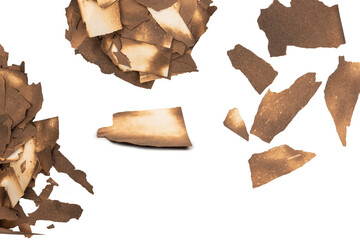 Burnt paper isolated on a white background.