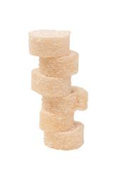 Coconut candy roll isolated on a white background.