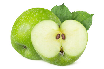 Green apples on isolated white background
