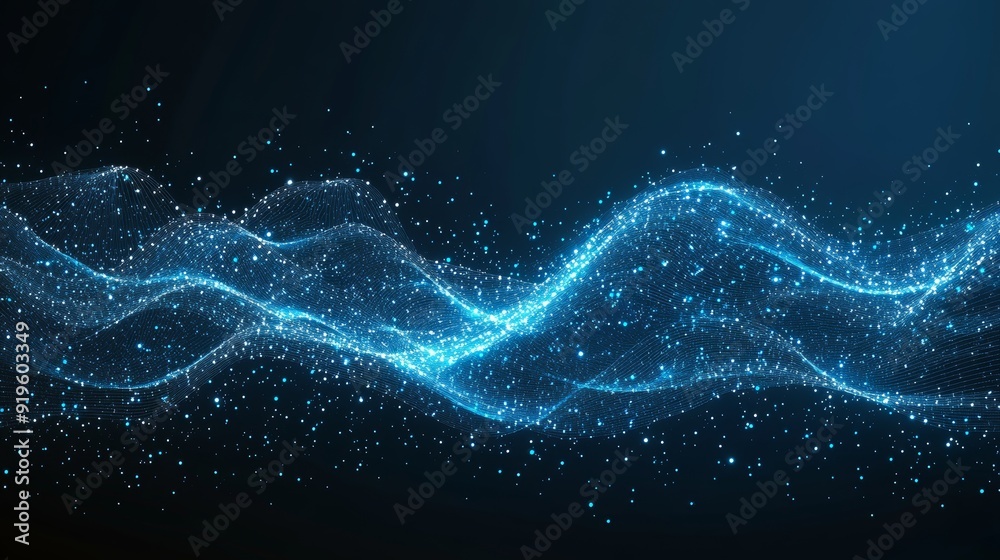 Poster the background features an abstract blue technology grid with connected particles and artificial neu