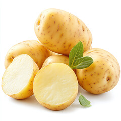 yellow potato in an isolated white background