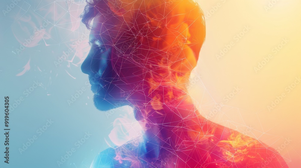 Fototapete human created intersecting lines and smooth colorful gradient background