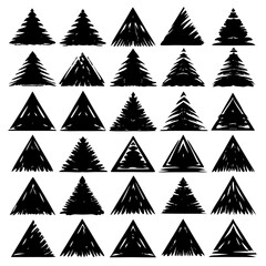 Obraz premium Silhouettes of Christmas trees on a white background