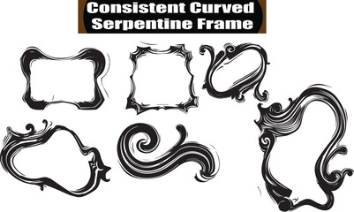Serpentine Frame Minimalist Black Silhouette Vector Collection
