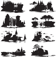 Mountain sketch   Minimalist Black Silhouette Vector Collection
