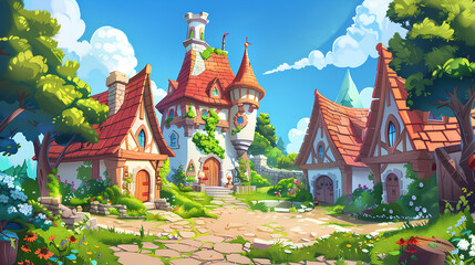 Obraz premium fantasy building, royal palace, 3d rendering, Generative AI