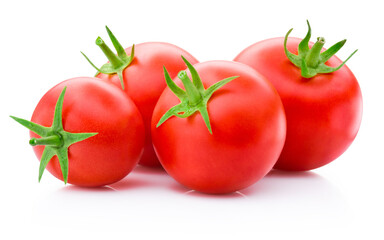 Ripe red tomatoes vegetables isolated on white background