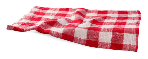 Fototapeta premium Red checkered picnic tablecloth isolated on white