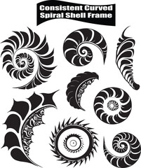 Spiral Shell Frame   Modern Black Silhouette Design Elements