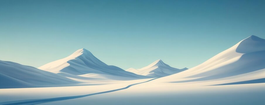 Journey through a snowcovered desert, illustration, cool tones, epic and adventurous