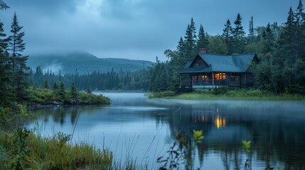 Fototapeta premium Explore the recreational opportunities available near an isolated house. Write about hiking trails, fishing spots