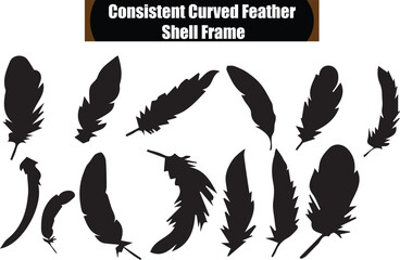 Feather Shell Frame   Black and White vector Design