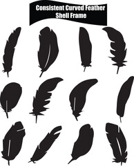 Curved Feather   Black and White vector Design