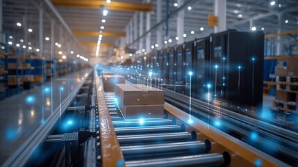 Fototapeta premium Smart factory, connected devices, landscape