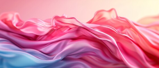 Fototapeta premium Pink, blue, and pink waves on a pink and white background with a light pink hub