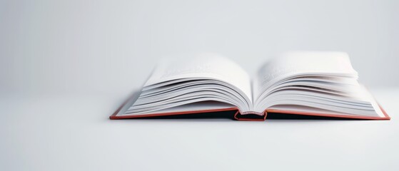 Obraz premium A book with a red line down its middle on a white surface, alongside a black line in the same position