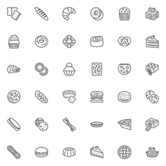 Bakery and pastry line icons set