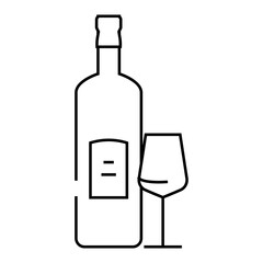 wine glass bottle line icon vector. wine glass bottle sign. isolated contour symbol black illustration
