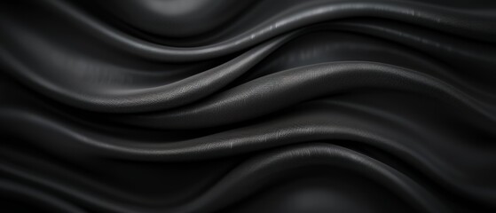 Obraz premium A black background with wavy lines, a black background with a white stripe, and three black backgrounds