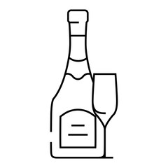 champagne drink bottle line icon vector. champagne drink bottle sign. isolated contour symbol black illustration