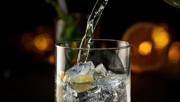 Refreshing Ice-Cold Cocktail with Citrus Garnish