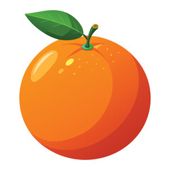 An orange fruit  with a green leaf on it vector illustration. Generative AI