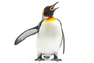 Fototapeta premium Penguin waddling and calling isolated on a white background