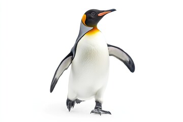 Penguin waddling and calling isolated on a white background