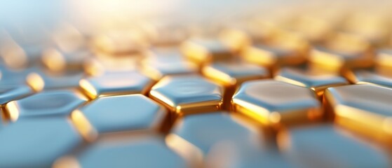 Fototapeta premium A tight shot of a computer keyboard featuring a hazy depiction of hexagonal tiles at its reverse