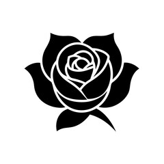 Rose Black Color Silhouette and Flat Rose Flower icon Elegant Vector