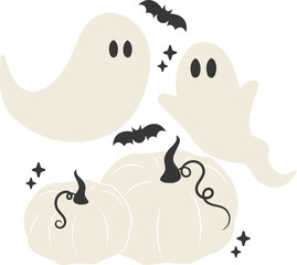 Naklejka premium Ghosts and Pumpkins 