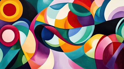 Obraz premium Abstract design portraying true happiness, with intertwined shapes and colors creating a sense of balance, warmth, and emotional connection.