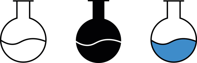 Test, Chemical tube icon in lined, isolated and colored style. Vector illustration