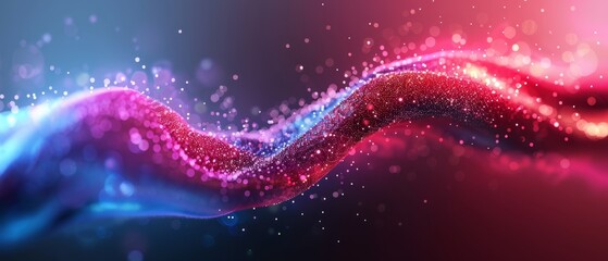 Obraz premium A blue-pink wave overlaid on black backdrop, with a red-blue wave on its left side