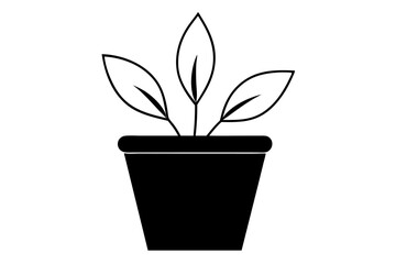 Black Plant in Pot Silhouette Vector Illustration, Clipart, Line Art Design, Black plant in pot silhouette, perfect for vector illustrations and clipart